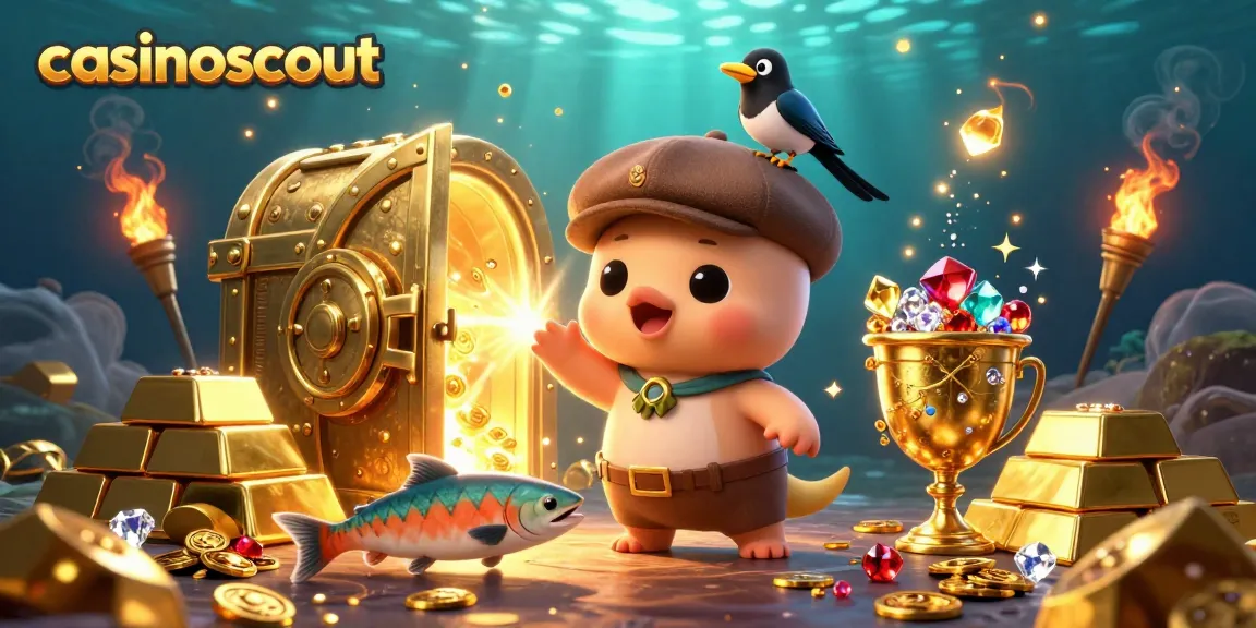 Win big at casinoscout with a magical underwater scene featuring Nessie and treasure!