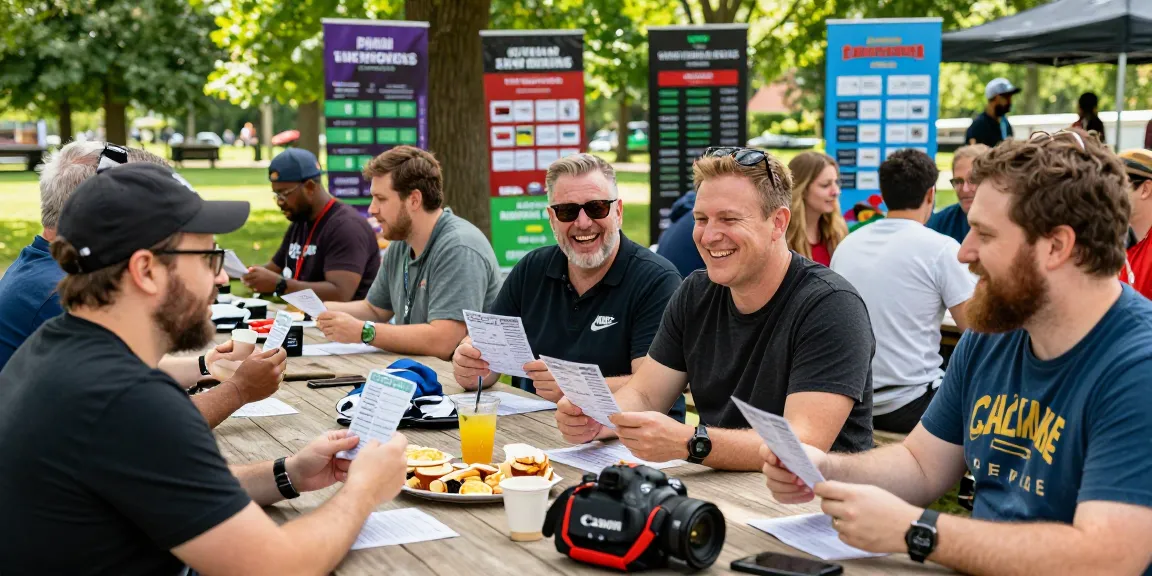 Engaging community discussing 토토사이트 검증 먹튀스팟 during lively event surrounded by sports betting excitement