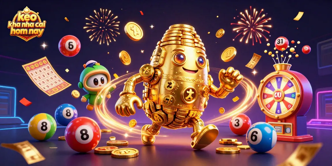 Engage with the vibrant excitement of keo nha cai hom nay and dynamic lottery elements in this 3D illustration.