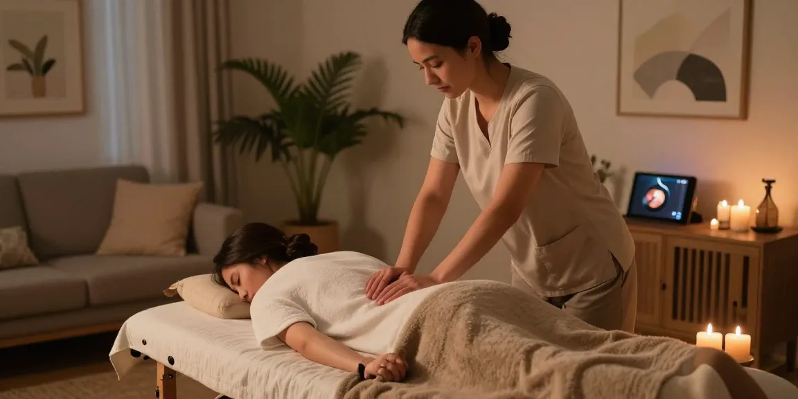 Professional home massage session showcasing 서초출장안마 with a therapist and client in a cozy setting.