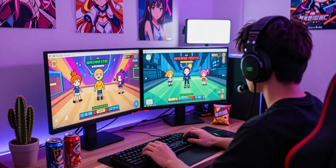 Engaging mind control hentai gaming scene with colorful characters and lively atmosphere